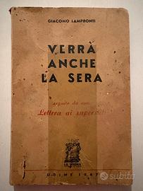 Libro Verrà anche la sera di Giacomo Lampronti