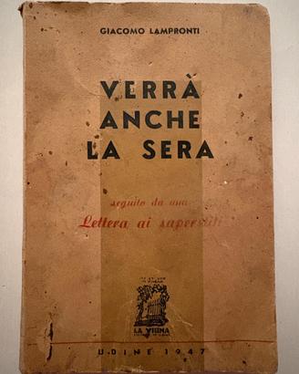 Libro Verrà anche la sera di Giacomo Lampronti