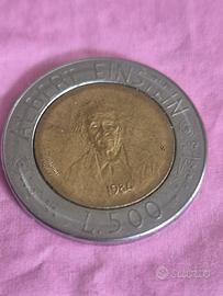 moneta da 500 lire albert Einstein 1984