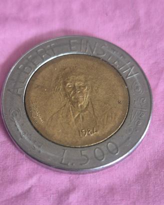 moneta da 500 lire albert Einstein 1984