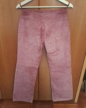 pantaloni vera pelle scamosciata tg.42