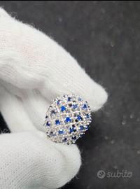anello oro bianco 18kt e zaffiri
