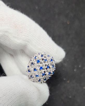 anello oro bianco 18kt e zaffiri