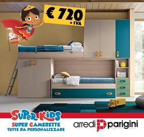 cameretta a soppalco - L.350cm - colori a scelta a