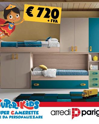 cameretta a soppalco - L.350cm - colori a scelta a