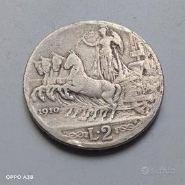 2 lire 1910. Roma, classificata Rara. VF++
