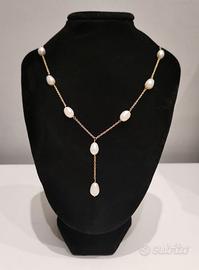 Collana modello lariat in oro giallo 18KT e perle