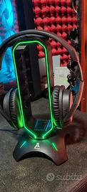 Supporto  Cuffie con illuminazione RGB e HUB USB