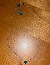 Collana sagapo con cuore verde