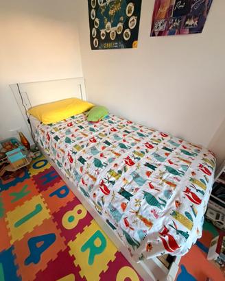 Letto singolo ikea 9x200 bianco+rete+2 cassettoni