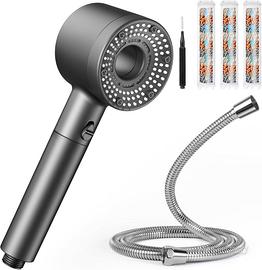 Soffione Doccia con 3 Filtro Doccino conTubo 1.50m
