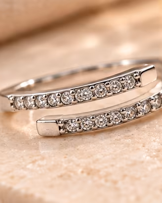 elegante anello argento con zirconi donna 