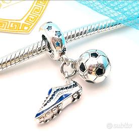 Charm calcio pallone scarpetta argento 925 footbal