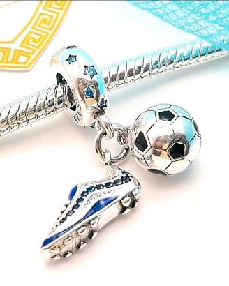 Charm calcio pallone scarpetta argento 925 footbal