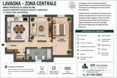 Lavagna ampio trilocale libero da subito