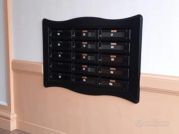 casellario 15 caselle con cornice modanata laccato