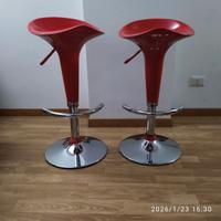 Sgabelli rossi regolabili girevoli,base in acciaio