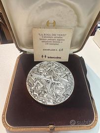 Medaglia La rosa dei venti bronzo patinato argento