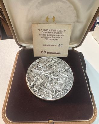 Medaglia La rosa dei venti bronzo patinato argento