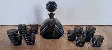 Art Deco Antiquariato: Bottiglia con 12 bicchieri
