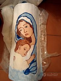 Dipinto immagine della madonna su tegola
