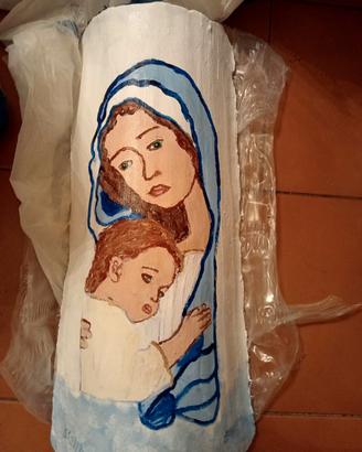Dipinto immagine della madonna su tegola