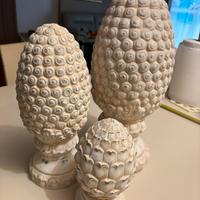 3 pigne in ceramica