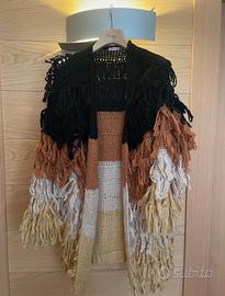 Cardigan con frange multicolore