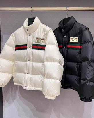 Piumino bomber Gucci con motivo a righe / Bianco
