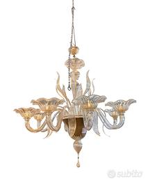 lampadario 8 luci in vetro di Murano