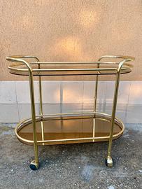 Carrello in vetro e ottone