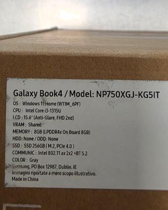 Notebook portatile Samsung inteli3 ram8gb ssd256