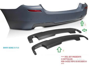 PARAURTI POSTERIORE BMW SERIE 5 F10 con 3 diffusor