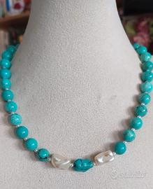 Collana In Howlite Turchese