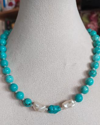 Collana In Howlite Turchese