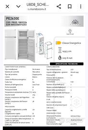 Frigorifero da incasso Perla
