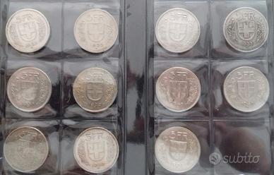 Svizzera lotto 11 5 franchi argento come da foto