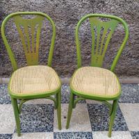 Coppia sedie bistrot stile Thonet in legno curvato