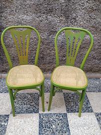 Coppia sedie bistrot stile Thonet in legno curvato