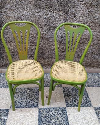 Coppia sedie bistrot stile Thonet in legno curvato