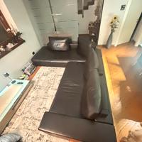 Divano in vera pelle angolare testa di moro