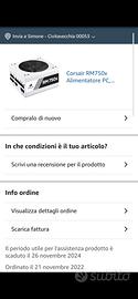 Alimentatore Corsair rm750x 750w