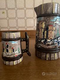 collezione di 6 boccali e una caraffa da birra