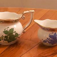 Coppia Lattiere Herend Apponyi Verde e Blu