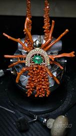 Collana Corallo Sciacca Smerado Zaffiri Oro