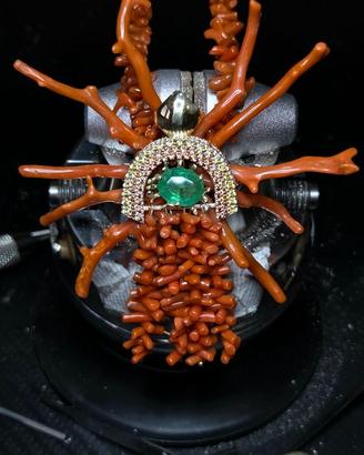 Collana Corallo Sciacca Smerado Zaffiri Oro