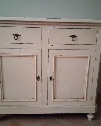 Credenza in legno massello bianco decapè 