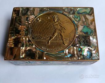 Portagioia di conchiglia perle Abalone Vintage