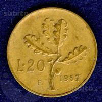 ITALIA 1957 Moneta 20 Lire BB Gambo "7" largo