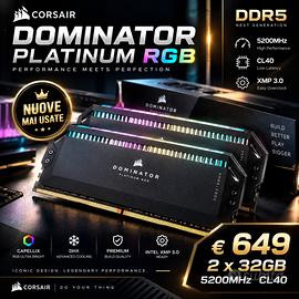 NUOVE! - CORSAIR DOMINATOR PLATINUM 2X32 5200Mhz